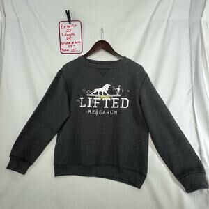 Lifted Research Group Youth XL 18-20 Distressed Graphic Crewneck Sweatshirt Gray